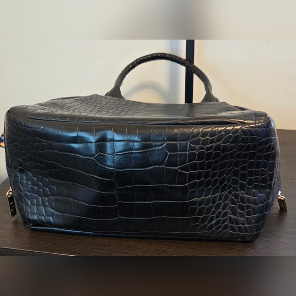 Fit + Fresh Black Croc-Embossed Insulated Lunch Tote / Carry Bag - Picture 5 of 7